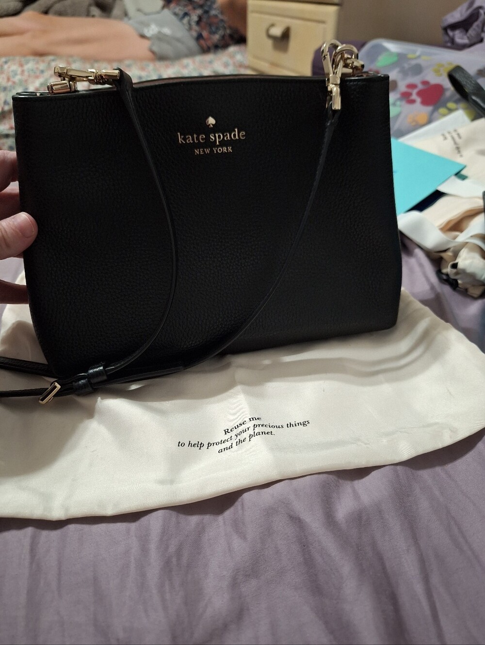 kate spade Black Pebbled Leather Aubrey Bag